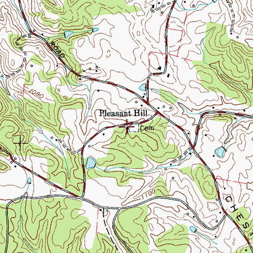 Topographic Map of Pleasant Hill United Methodist Church, TN