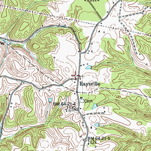 Topographic Map of Raysville School (historical), TN