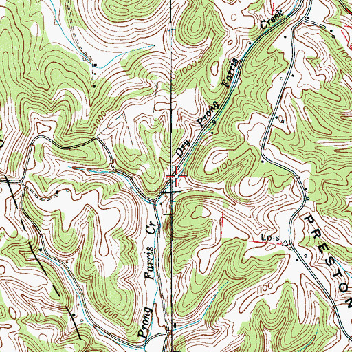 Topographic Map of Gum Springs Church (historical), TN