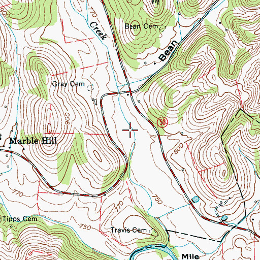 Topographic Map of Ebenezer Church (historical), TN