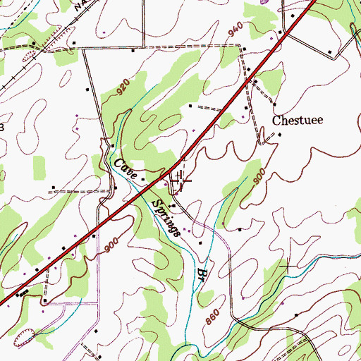 Topographic Map of Chestua Cemetery, TN