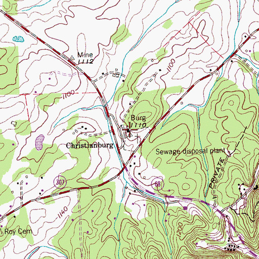 Topographic Map of Christianburg Baptist Church, TN