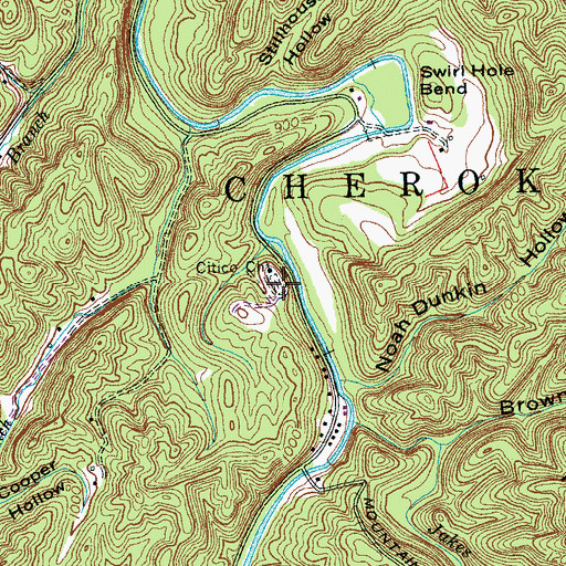 Topographic Map of Citico Cemetery, TN