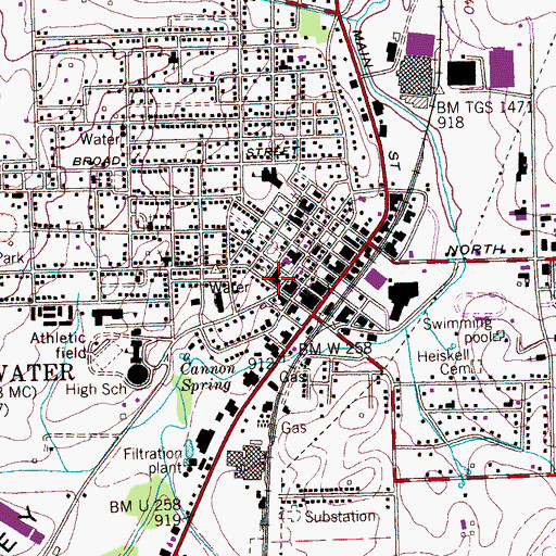 Topographic Map of First Baptist Church of Sweetwater, TN