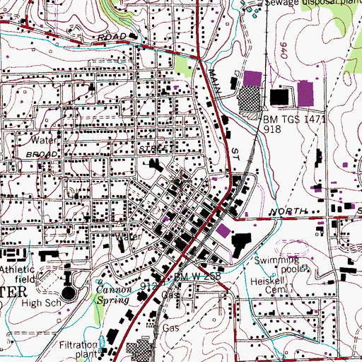 Topographic Map of First Presbyterian Church, TN