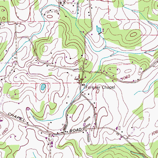 Topographic Map of Forkners Chapel Cemetery, TN