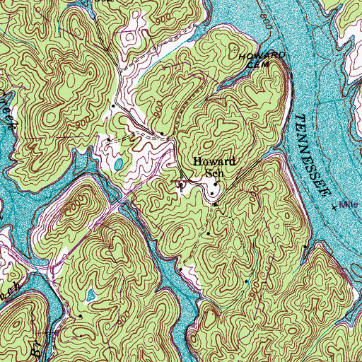 Topographic Map of Howards Chapel Baptist Church, TN