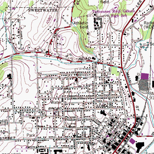 Topographic Map of North Sweetwater Baptist Church, TN