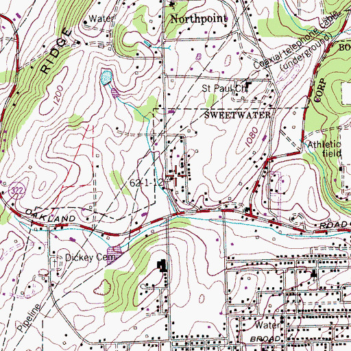 Topographic Map of Place for the Gospel Baptist Church, TN