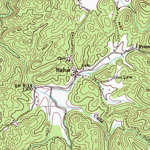 Topographic Map of Rafter School (historical), TN