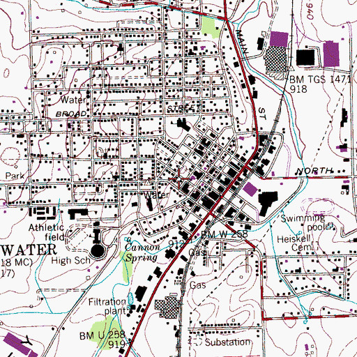 Topographic Map of Sweetwater Church of Christ, TN