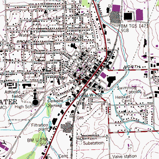 Topographic Map of Sweetwater City Hall, TN