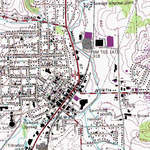 Topographic Map of Sweetwater Public Library, TN