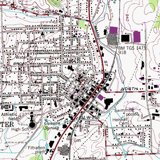 Topographic Map of Sweetwater United Methodist Church, TN