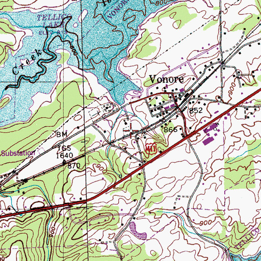 Topographic Map of Vonore Cemetery, TN