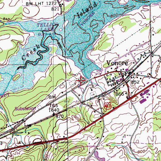 Topographic Map of Vonore United Methodist Church, TN