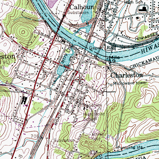 Topographic Map of Charleston Cumberland Presbyterian Church, TN