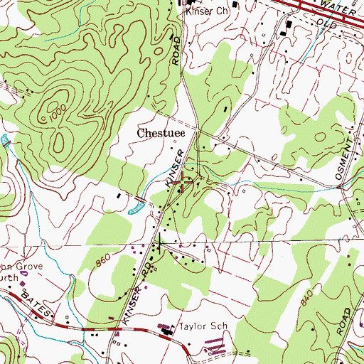 Topographic Map of Chestuee Cemetery, TN