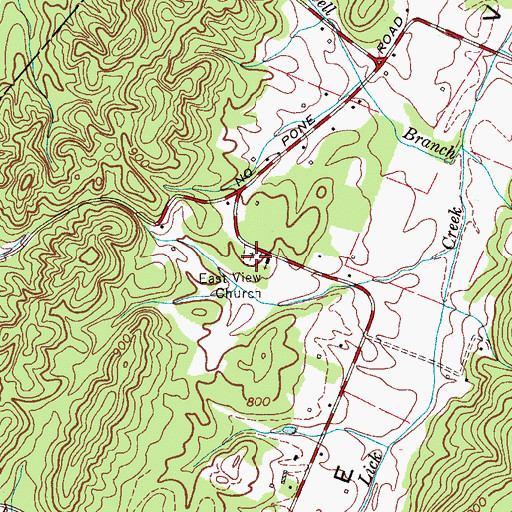 Topographic Map of East View Cemetery, TN