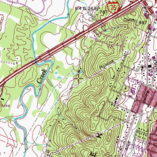 Topographic Map of Fletcher Cemetery, TN