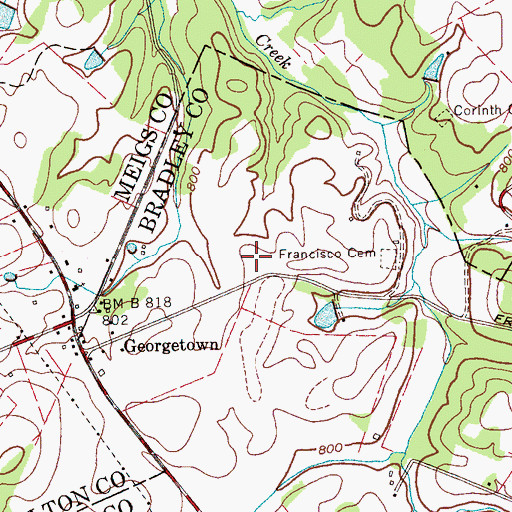 Topographic Map of Hunter Cemetery, TN