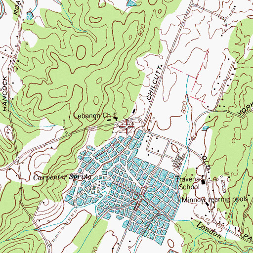 Topographic Map of Lebanon Cemetery, TN
