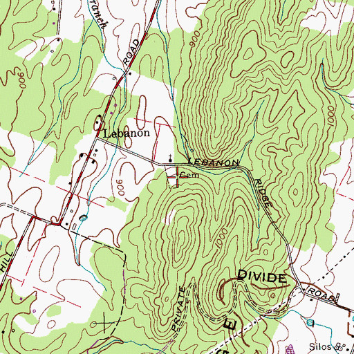 Topographic Map of Lebanon Cemetery, TN