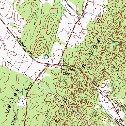 Topographic Map of Mount Zion Cemetery, TN