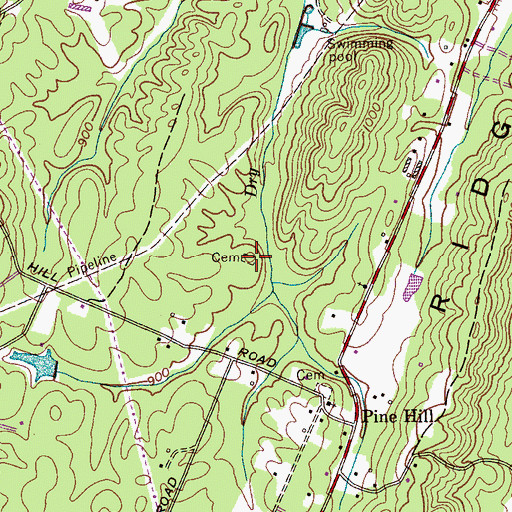 Topographic Map of Phillips Cemetery, TN