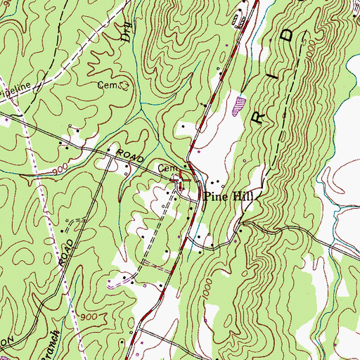 Topographic Map of Pine Hill Cemetery, TN