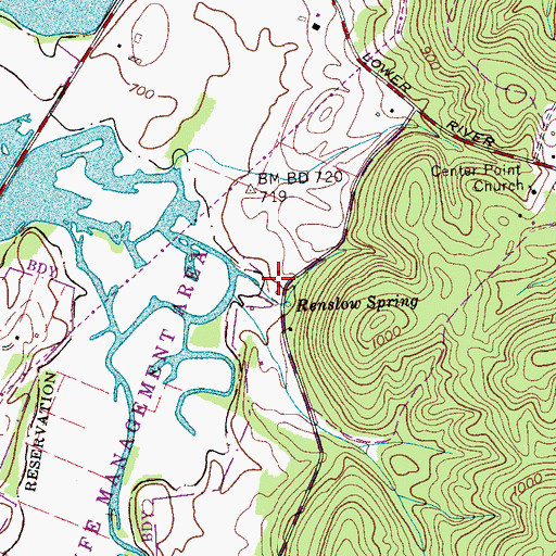 Topographic Map of Renslow Cemetery, TN