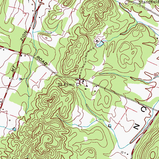 Topographic Map of Saint Elmo Cemetery, TN
