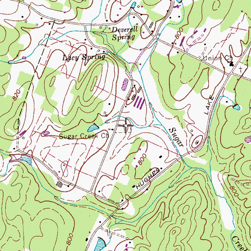 Topographic Map of Sugar Creek Cemetery, TN