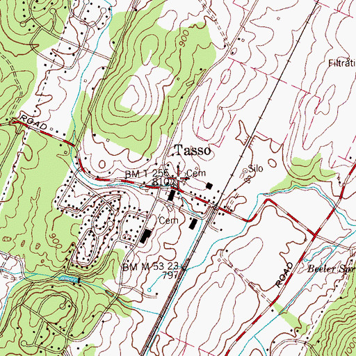 Topographic Map of Tasso Cemetery, TN
