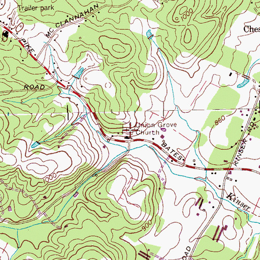 Topographic Map of Union Grove Cemetery, TN