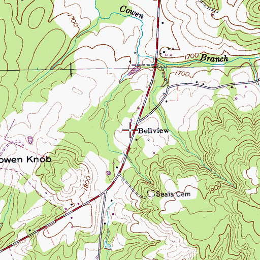 Topographic Map of Bellview School (historical), TN