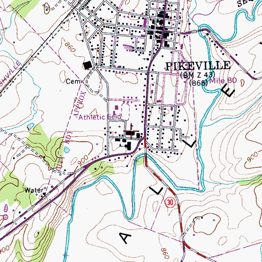 Topographic Map of Bledsoe County High School, TN