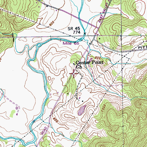 Topographic Map of Center Point School (historical), TN