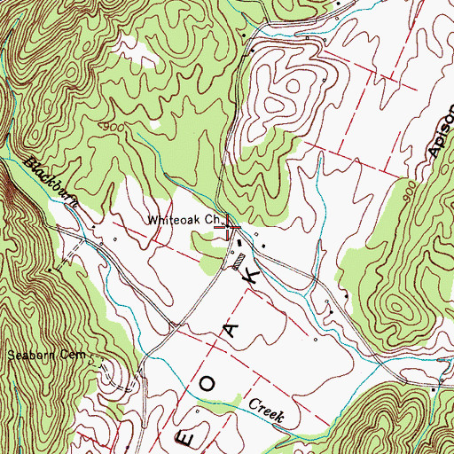 Topographic Map of White Oak Cemetery, TN