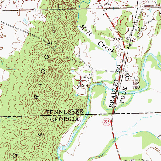 Topographic Map of Shields-Harris Cemetery, TN