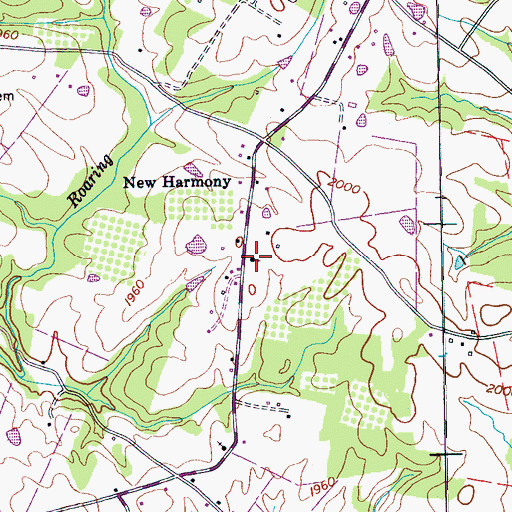 Topographic Map of New Harmonoy Church of Christ, TN