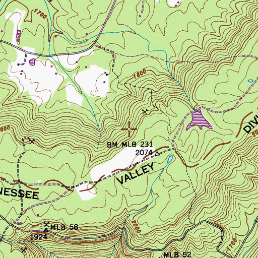 Topographic Map of Staggs Mine, TN