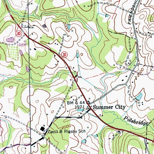 Topographic Map of Summer City Baptist Church, TN