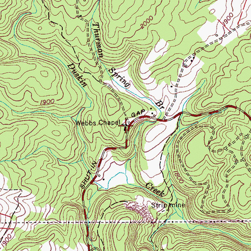 Topographic Map of Webbs Chapel School (historical), TN