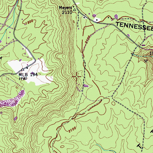 Topographic Map of Whitlow Mine, TN