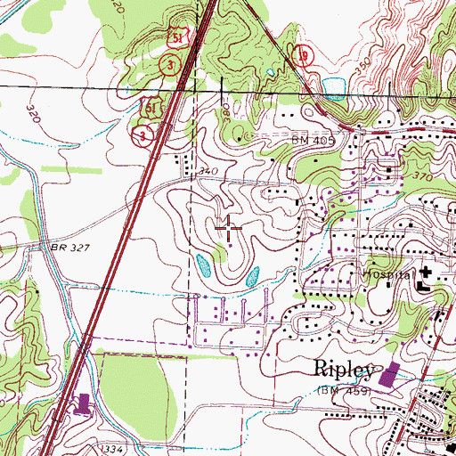 Topographic Map of Lauderdale Community Hospital, TN