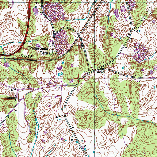 Topographic Map of Cross Roads School (historical), TN