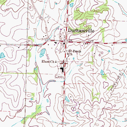 Topographic Map of Durhamville Baptist Church, TN