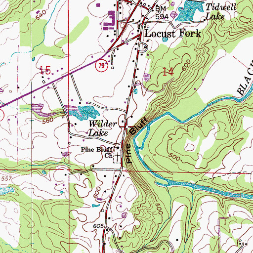 Topographic Map of Tom Robinette Dam, AL