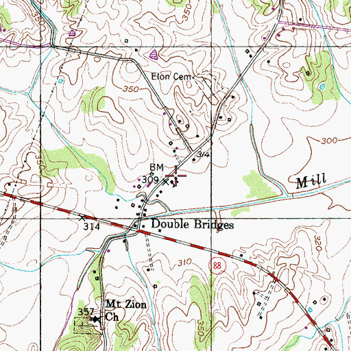 Topographic Map of Elon CHurch, TN
